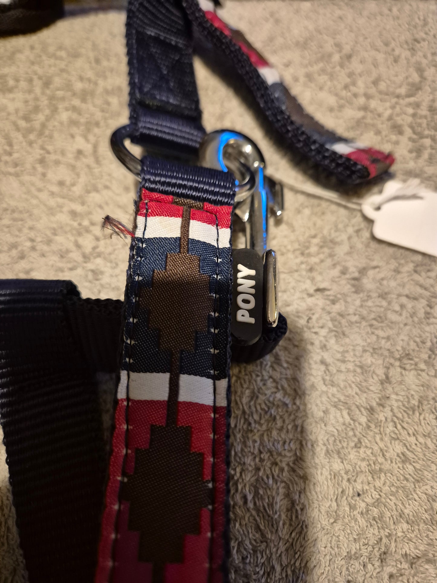 NEW Navy & Red Polo Headcollar - Pony Size (30)