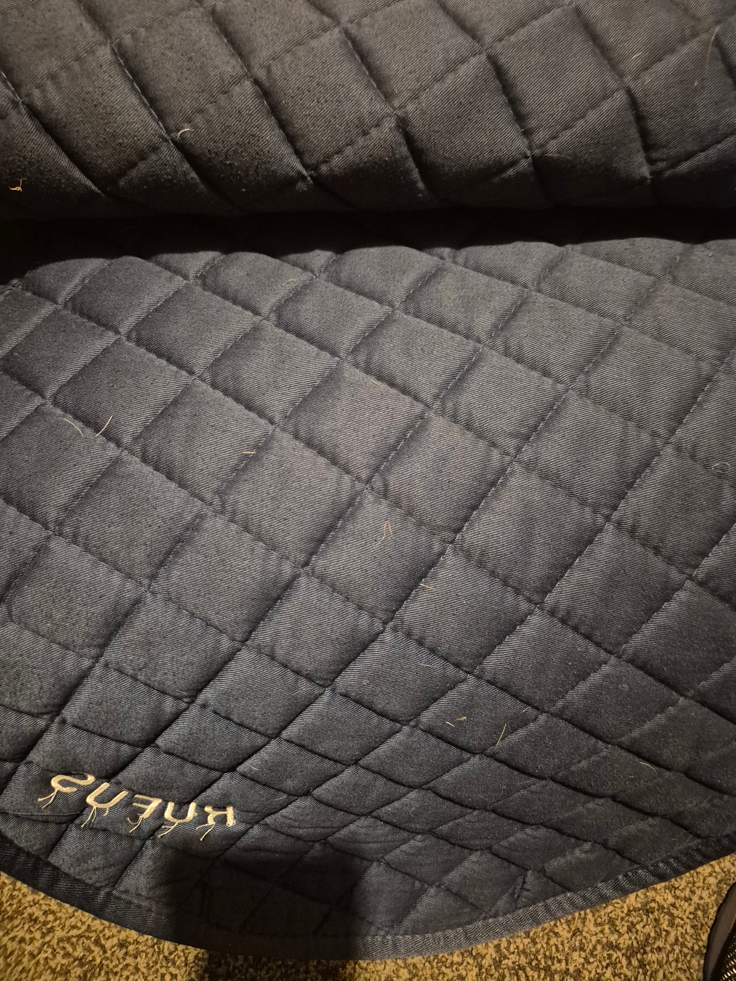 Secondhand Full Roma Navy Numnah with white piping (44)