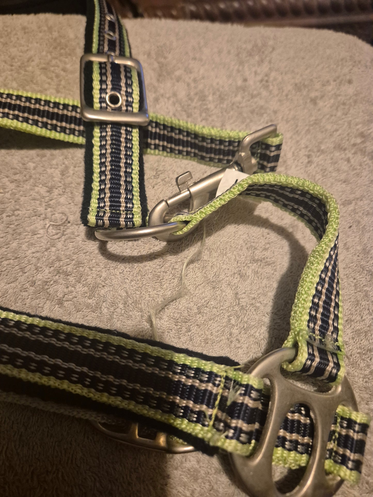 New Pony Lime green stripes Padded Headcollar (52)