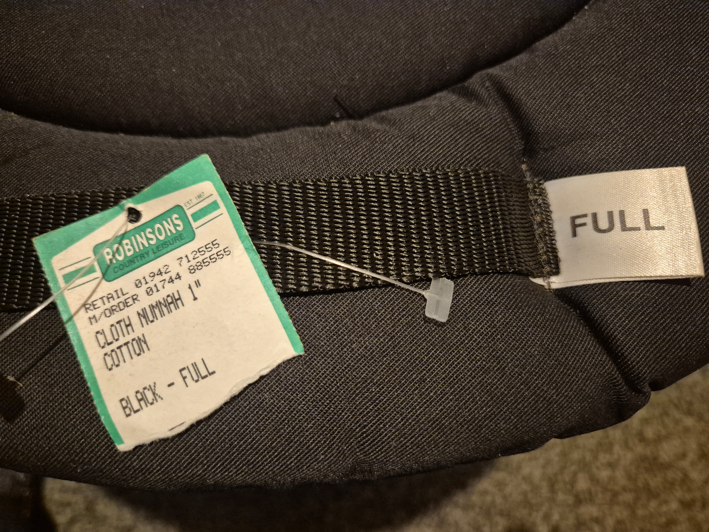 NEW Full Robinsons cloth Black Numnah - Padding 1" (43)