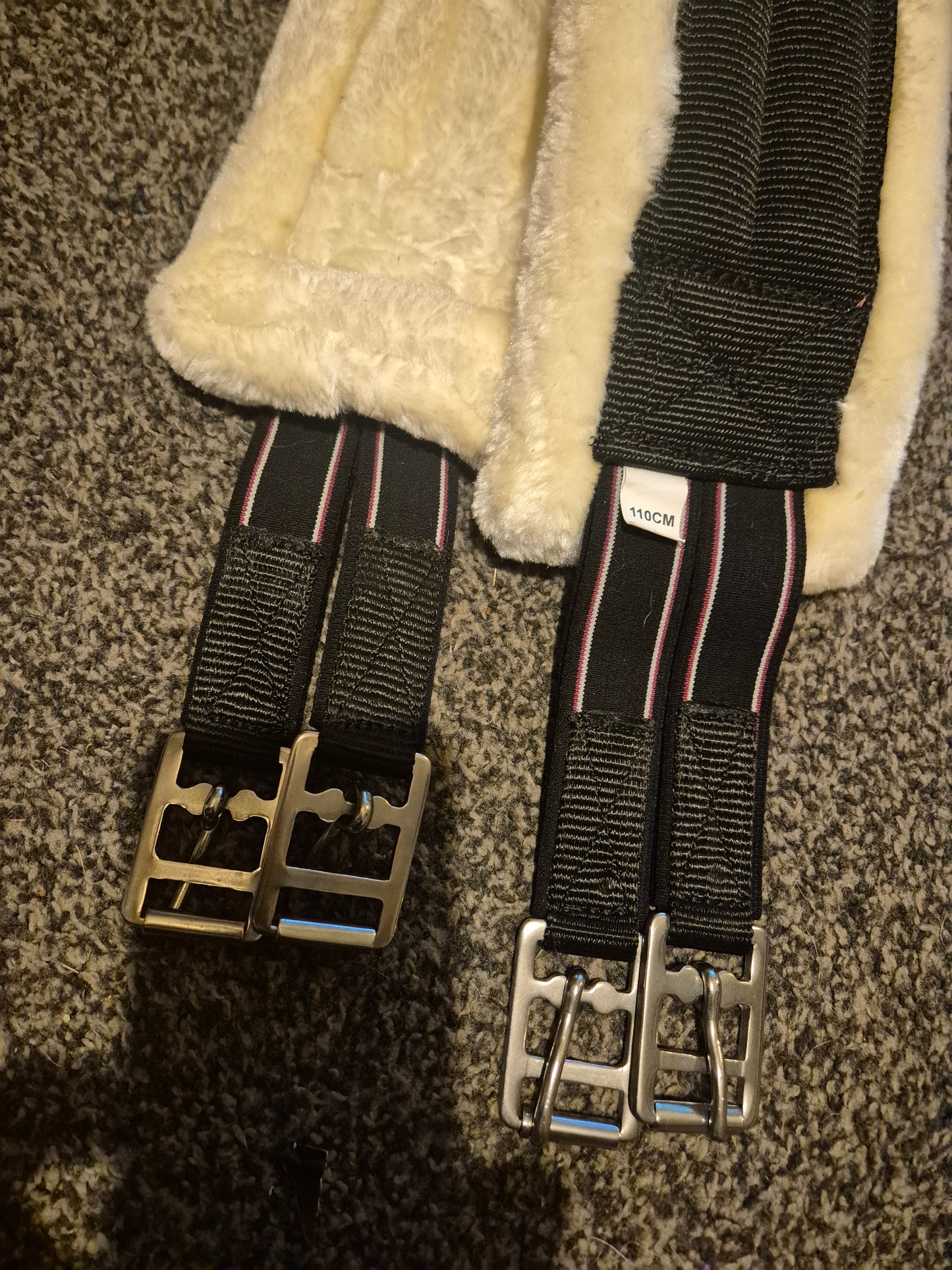 New 44" Black Fur lined elasticated Girth (81)