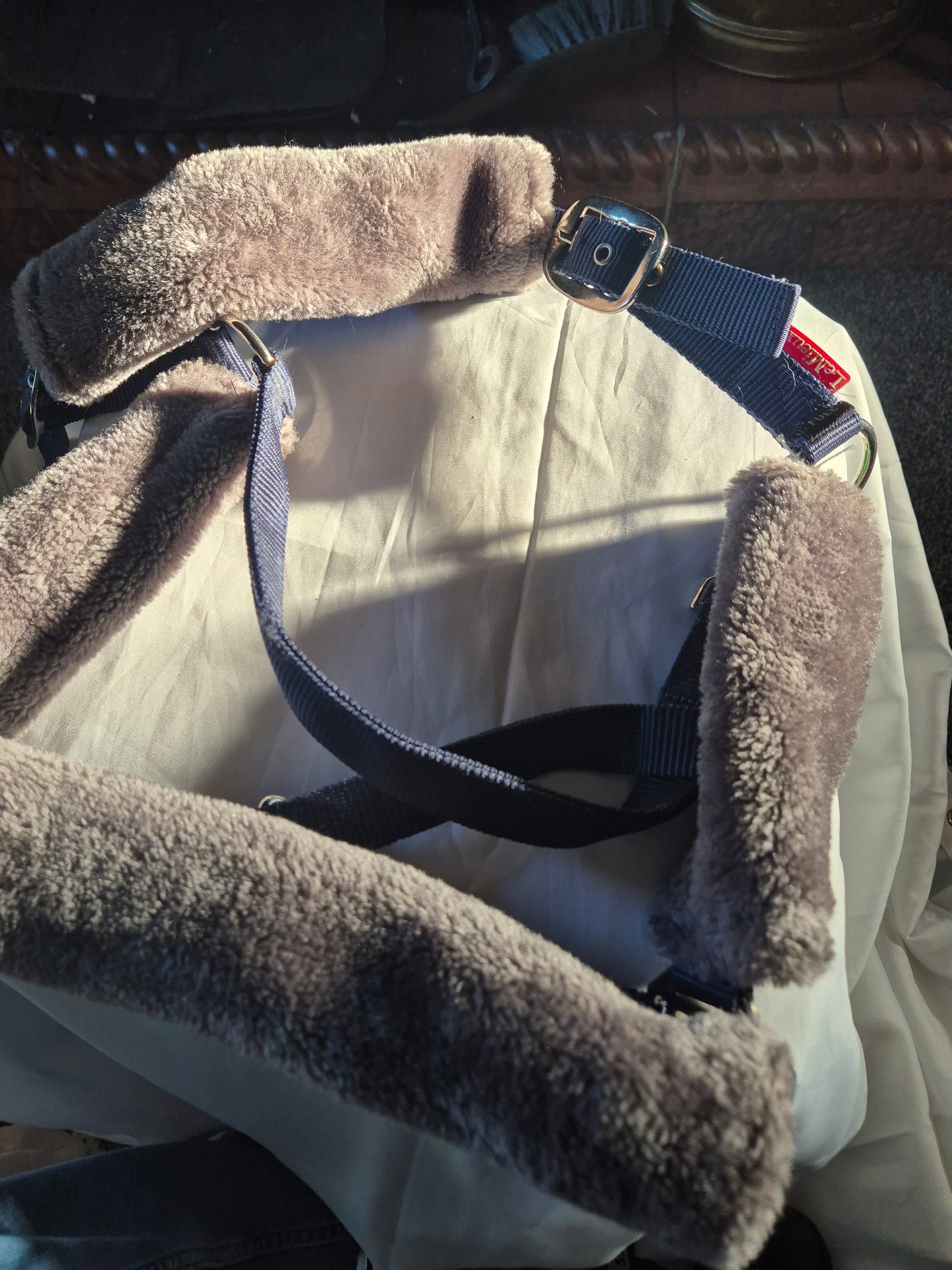 New Le Mieux Full Size Fluufy Navy and Grey Headcollar (66)