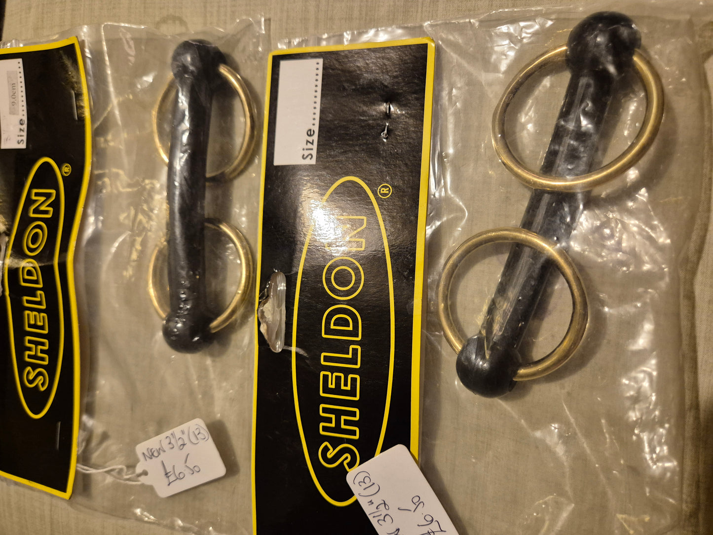 3.5 inch New Hard Rubber Snaffle..Gold Rings (13)