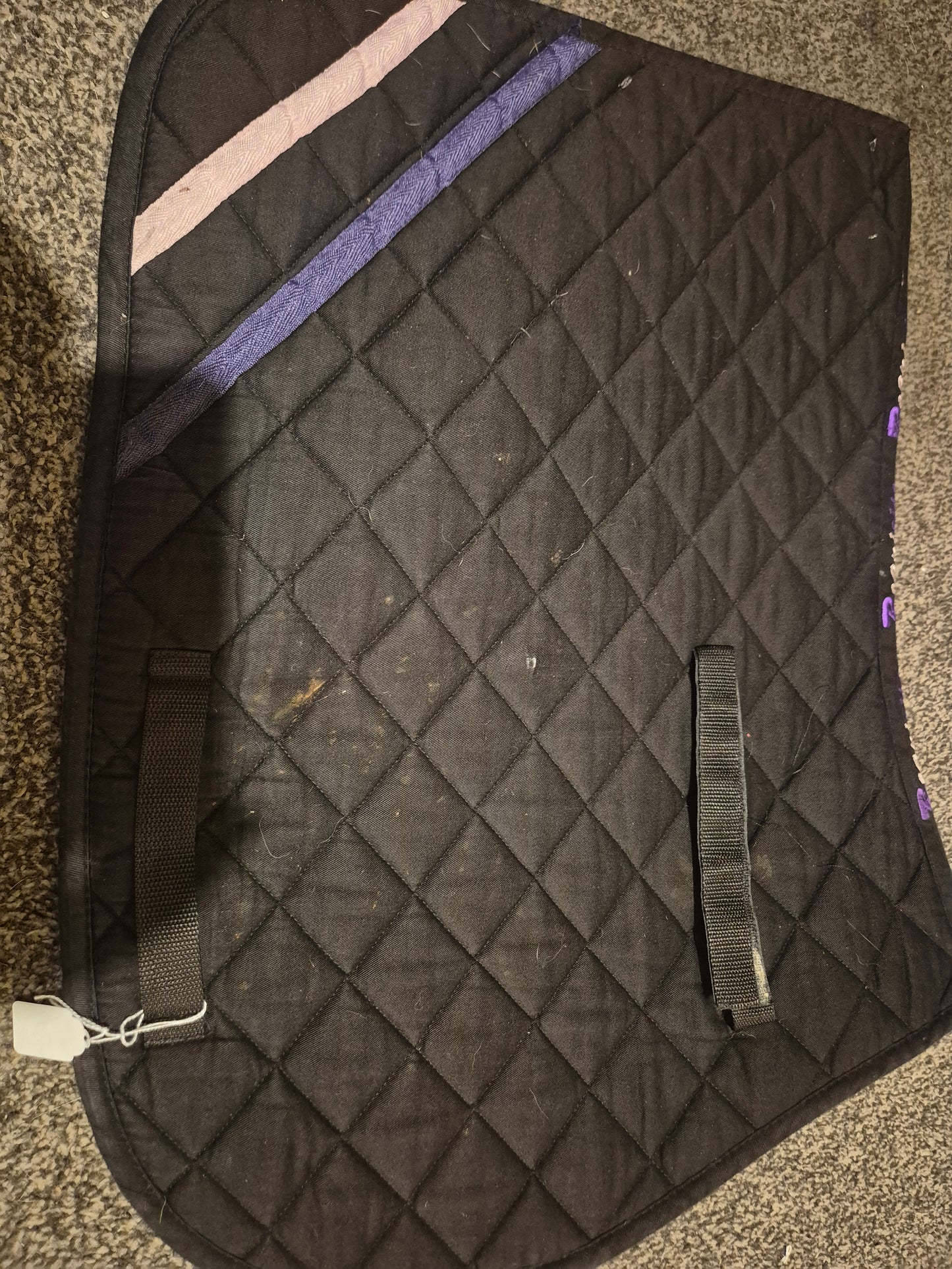 Requisite Black with pink and purple stripes Saddle Cloth- Full (15)