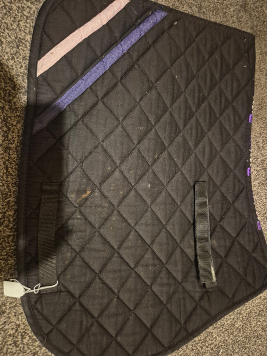 Requisite Black with pink and purple stripes Saddle Cloth- Full (15)