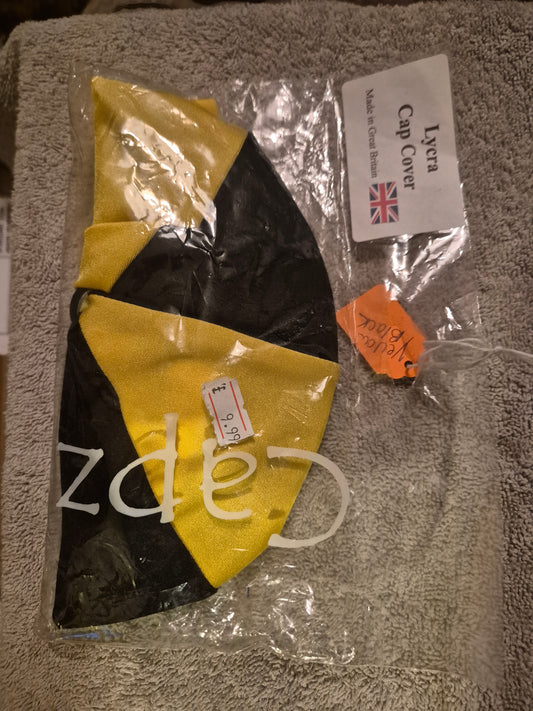 Capz Lycra Cap Cover - Yellow & Black (1)