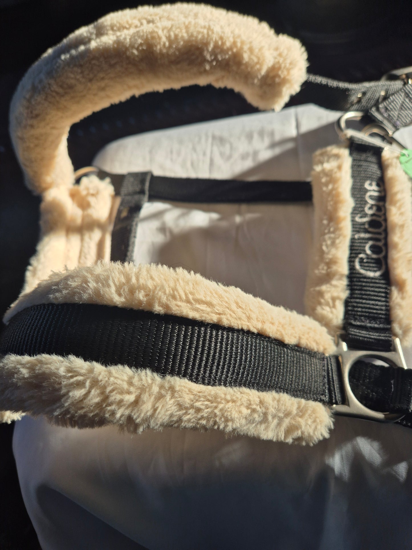 New Caldene Cob Black & Cream Fluffy Headcollar (65)