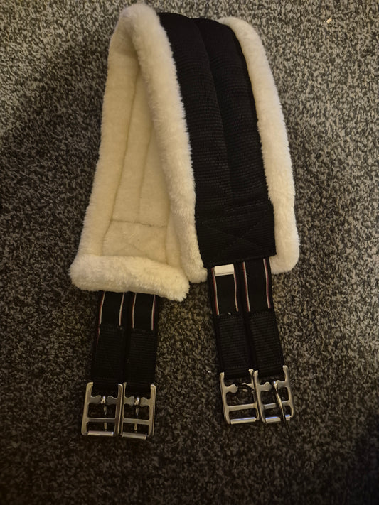 New 36" Black Fur Lined Elasticated Girth (80)