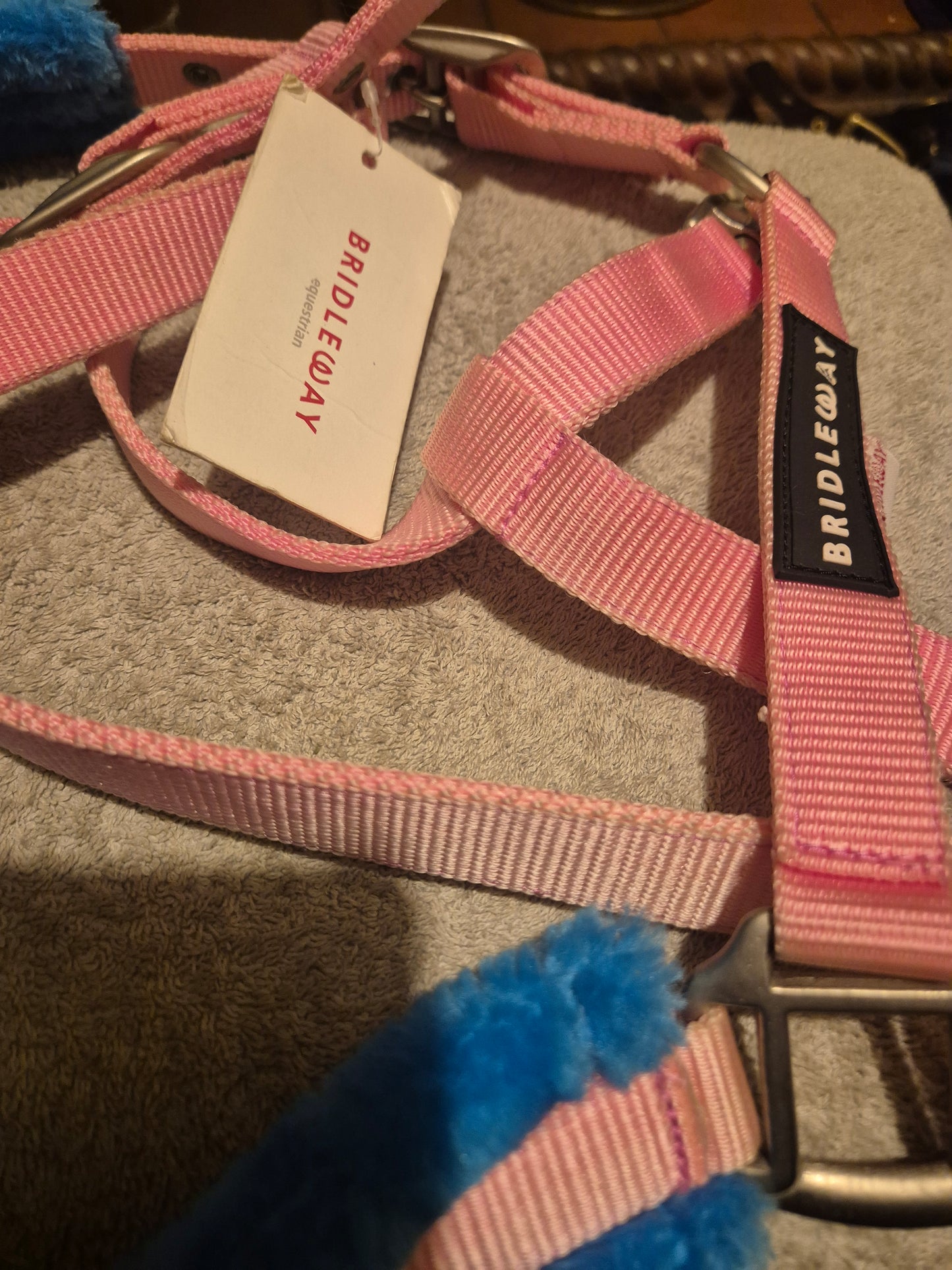 New Bridleway Full pink & Bably blue Headcollar (57)