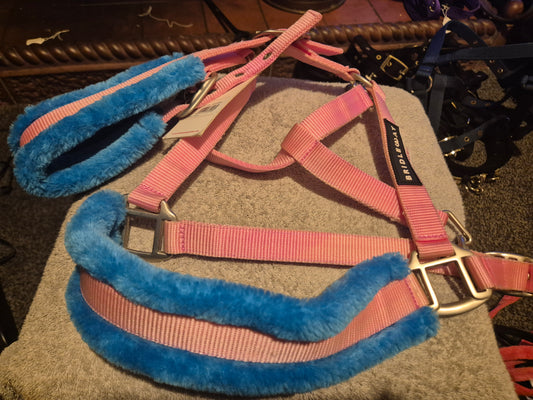 New Bridleway Full pink & Bably blue Headcollar (57)