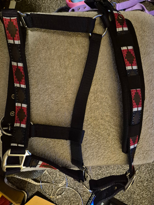NEW Navy & Red Polo Headcollar - Pony Size  (30)