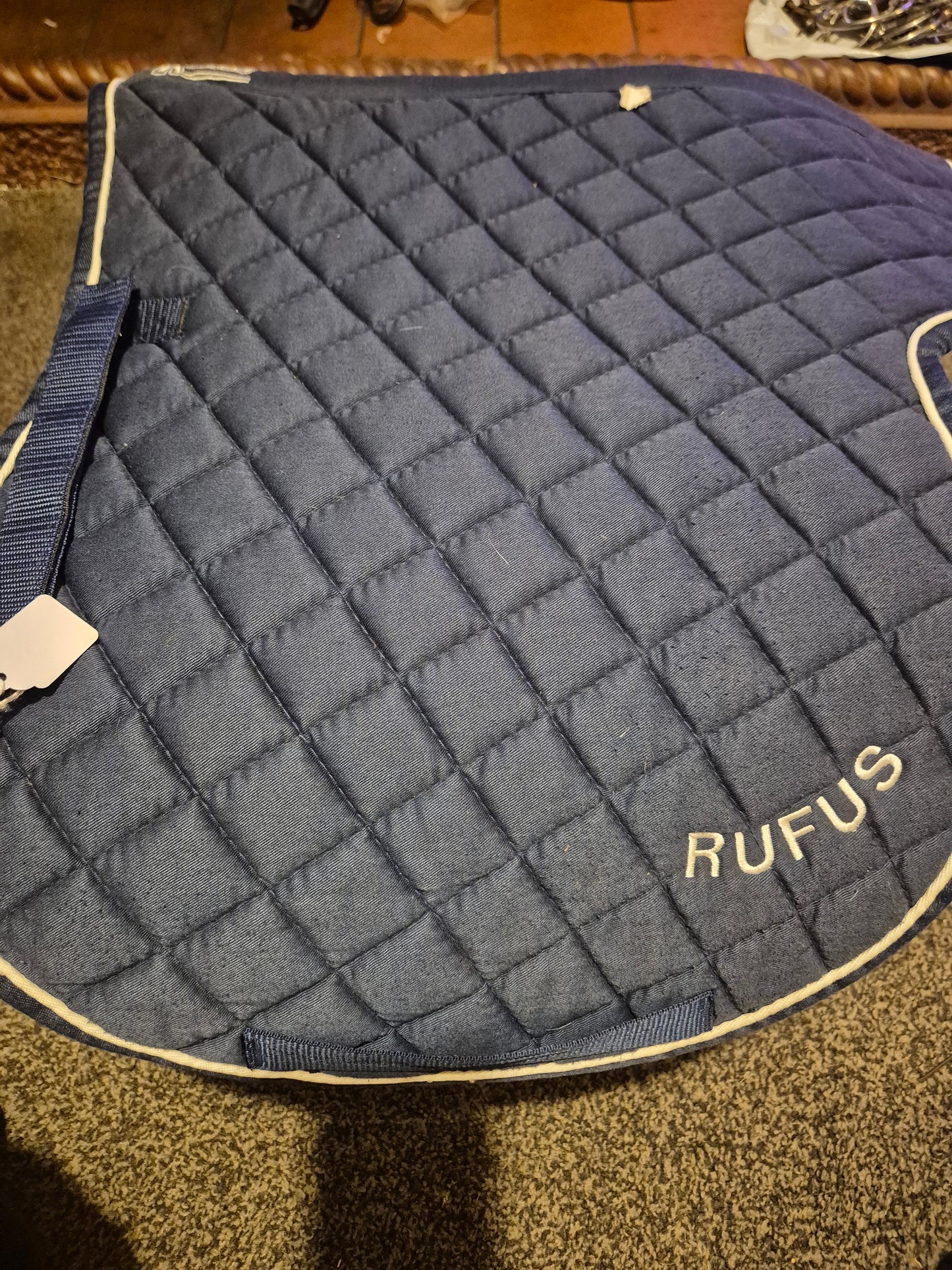 Secondhand Full Roma Navy Numnah with white piping (44)