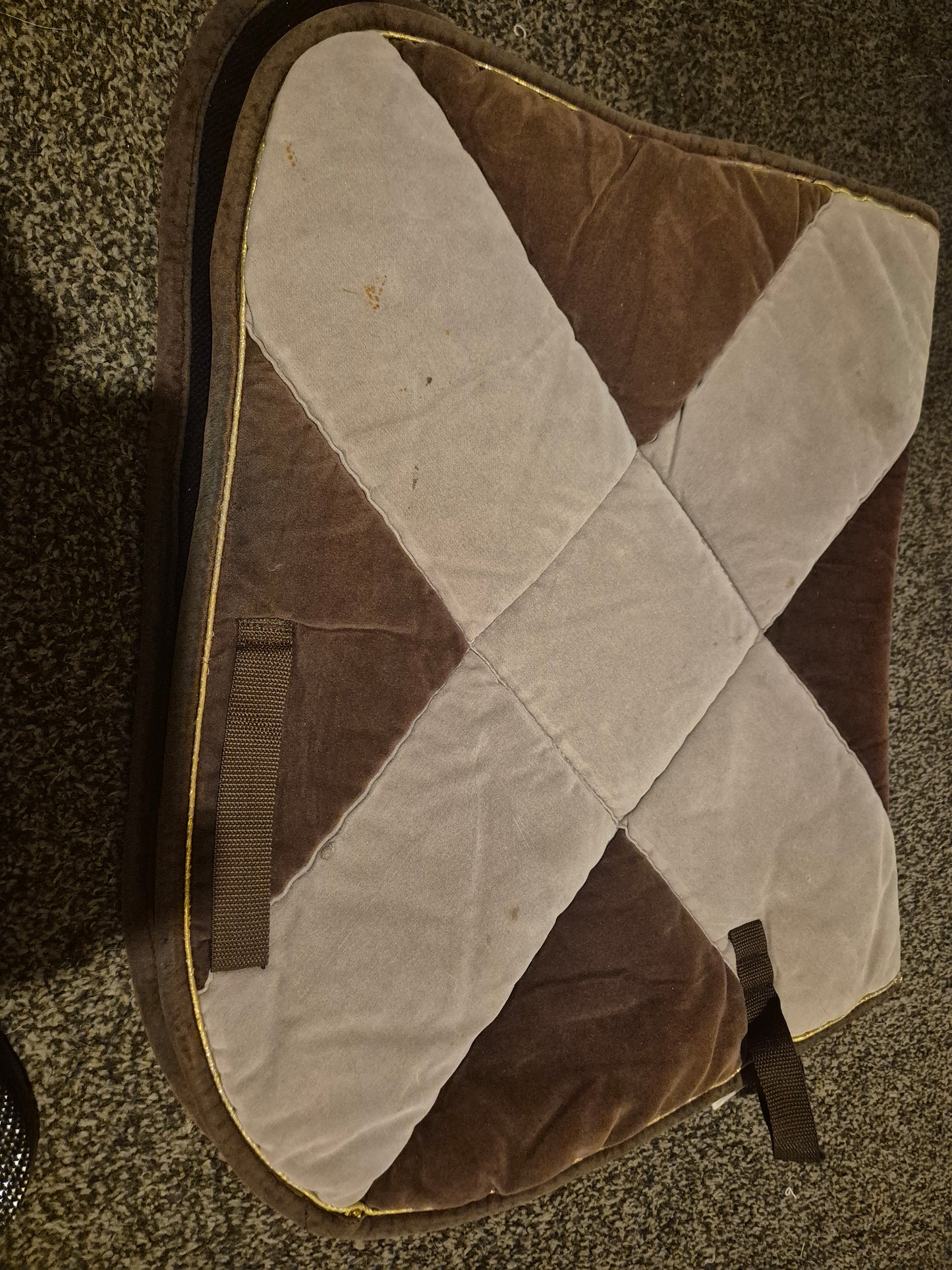HKM padded Brown & Grey Saddle Cloth - Pony  (8)