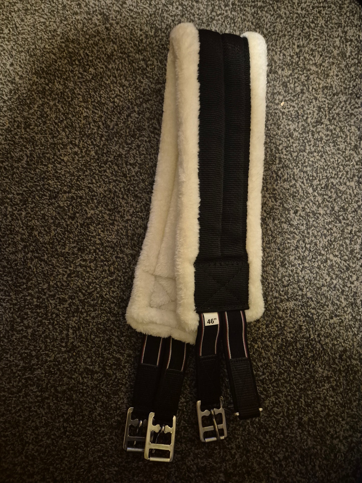 New 46" Black Fur lined elasticated Girth (79)