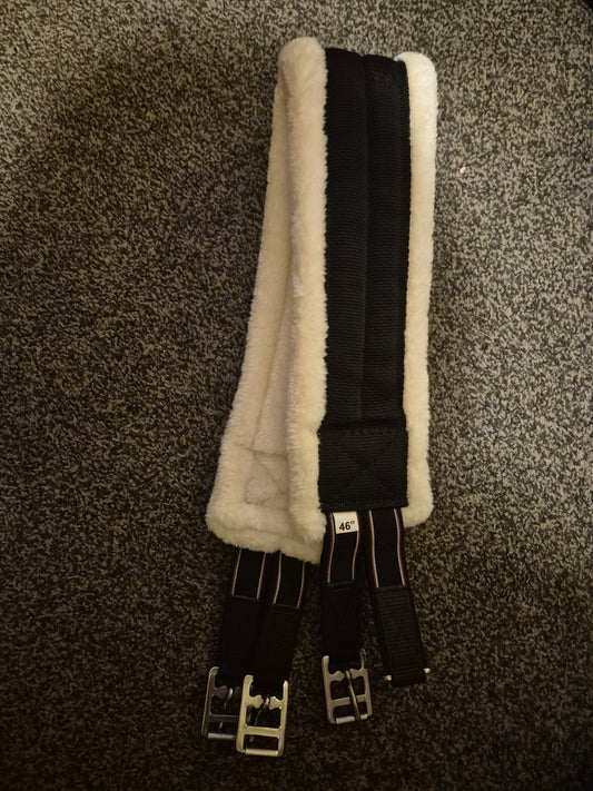 New 46" Black Fur lined elasticated Girth (79)