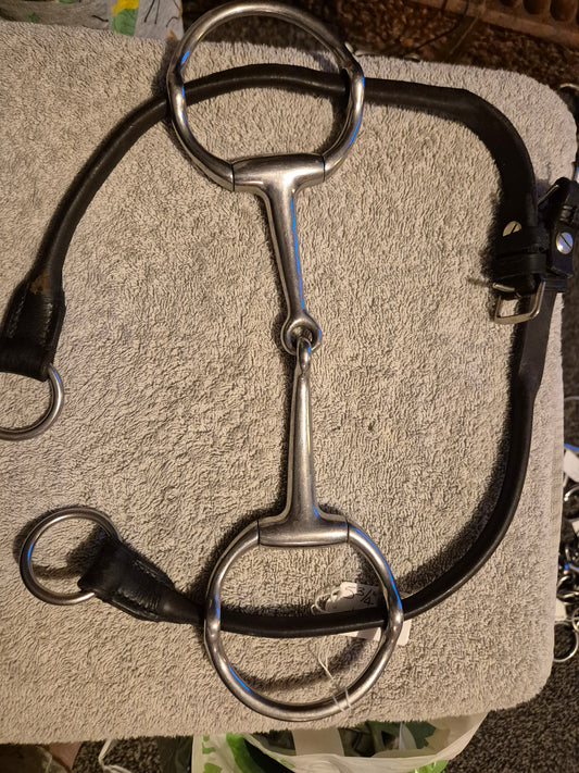 5.45 inch Stainless Steel Jointed Cheltenham Gag Bit W/ Brown Leather Cheeks ( 36)