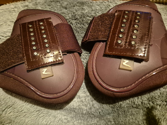 Secondhand Burgundy Diamonte Full size Fetlock Boots (12)