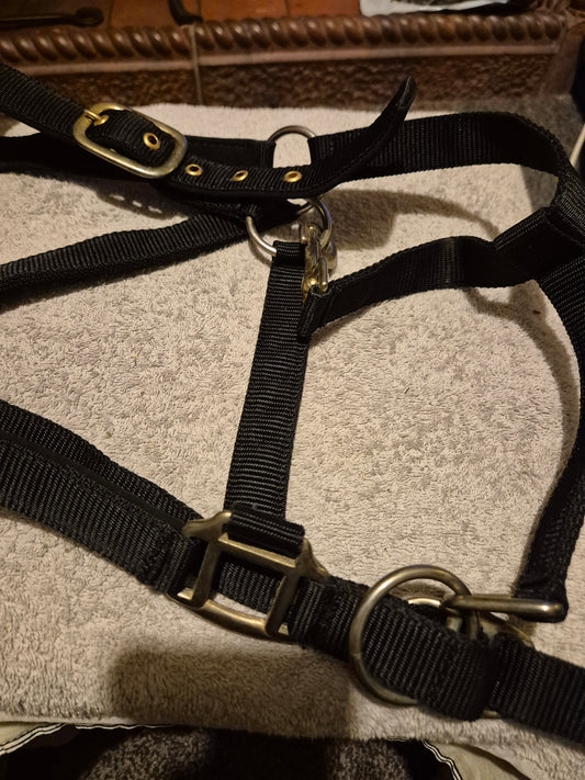 NEW Full Black Nylon Headcollar (21)