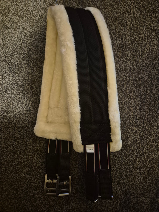 New 44" Black Fur lined elasticated Girth (81)