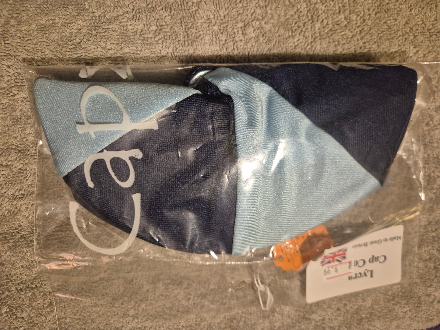 Capz Lycra Cap Cover - Navy & Light Blue (2)