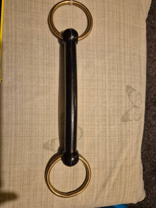 5 inch New Hard Rubber Loose ring Snaffle..Gold ring (13)
