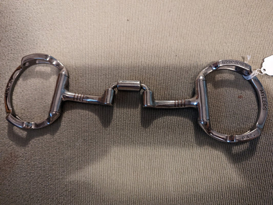 Myler Ported Snaffle Roller Barrel Bit with hooks